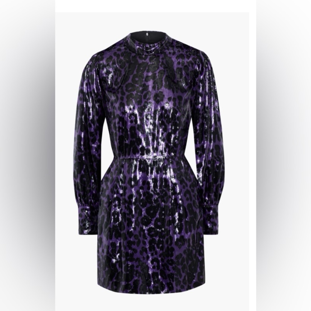 DIANE VON FURSTENBERG
Ellie leopard-print metallic velvet mini dress